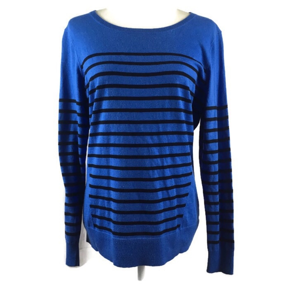 Cynthia Rowley Blue Striped Pullover Sweater